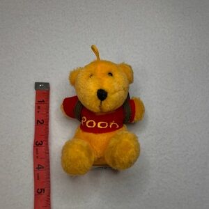 Disney Winnie The Pooh Mini Plush Keychain Backpack 4” Yellow Bear Red Pooh Top